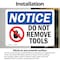 Signmission Do Not Remove Tools Sign With Symbol, 5 in W x Rectangle, Vinyl Decal OS-2PACK-NS-D-35-L-11353 - alternate 2